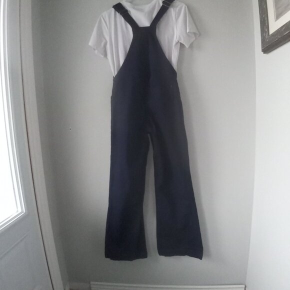 Zara Woman Premium Denim Wide Leg Dark Wash front zip overalls Size Small - Picture 3 of 8